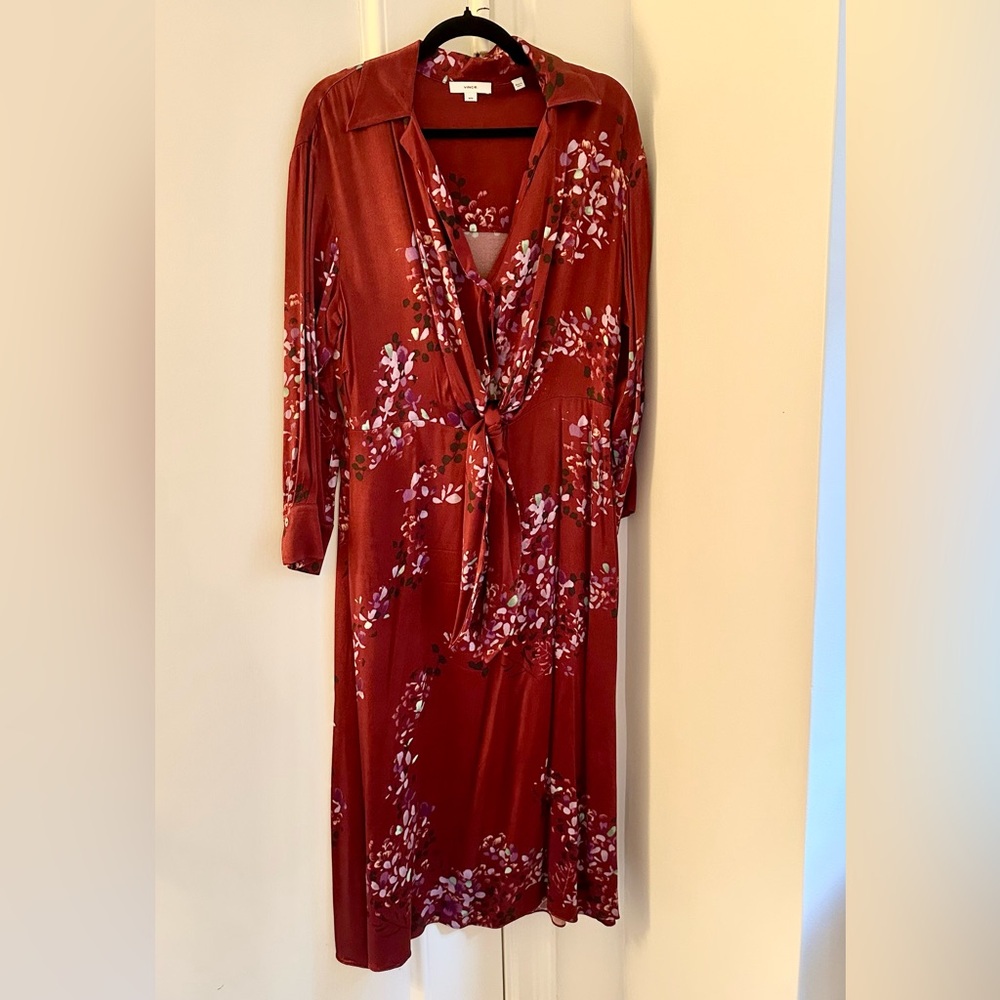 Floral Red Long Sleeve Dress